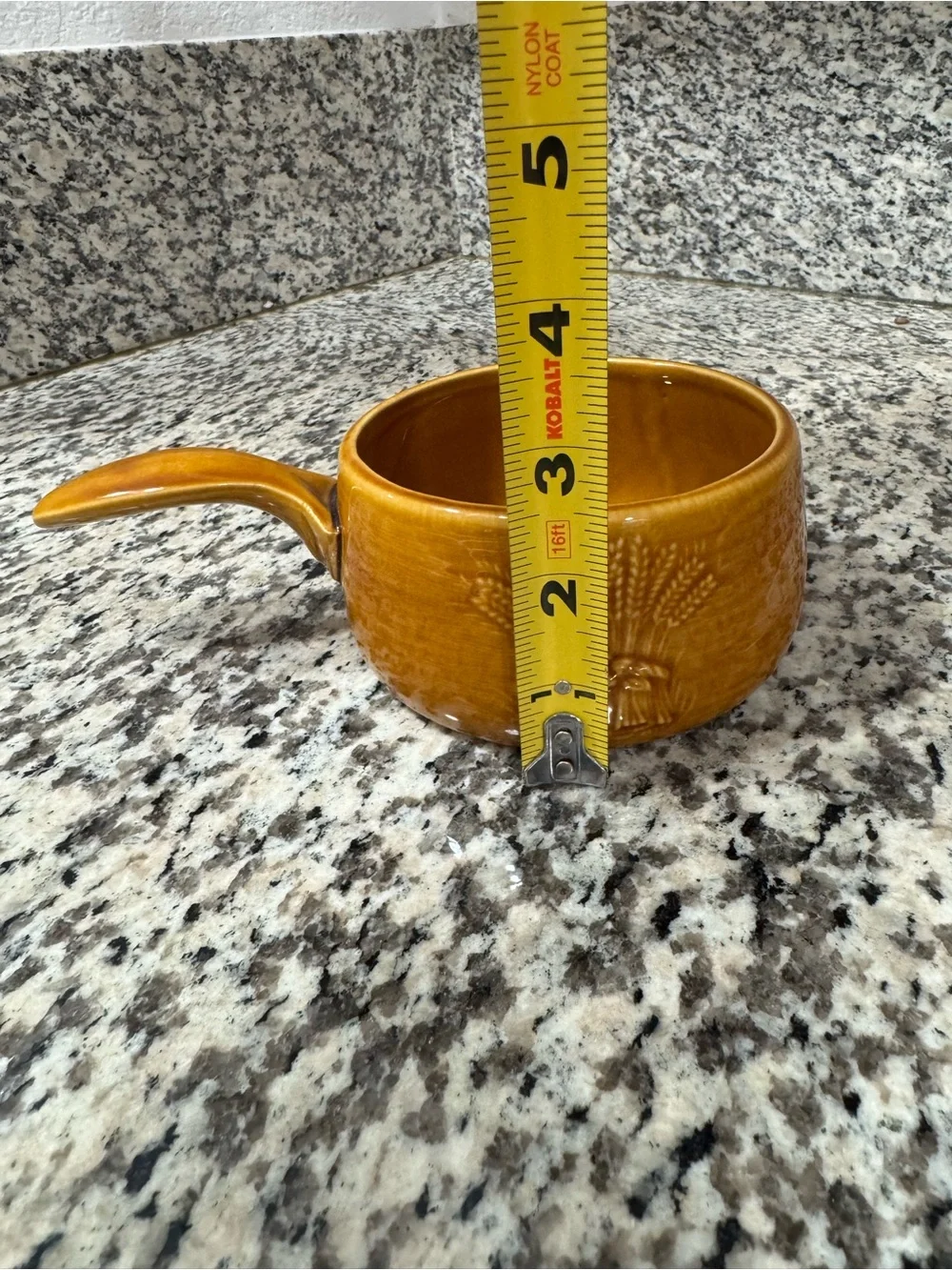Franciscan Harvest Wheat Ceramic Handled Small Crock - Amber Brown